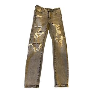 American Eagle Next Level Stretch High Rise Jegging Womens Distressed 00 Short